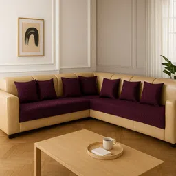 kingly Velvet 3+2 Seater L-Shape Sofa Plain Cover image 1