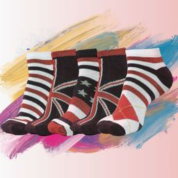MJE Men Pack Of 5 Patterned Ankle Length Socks-image-84