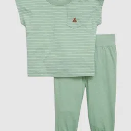 GAP Infant Striped Round Neck Pure Cotton T-Shirt & Joggers Clothing Set-picture-27