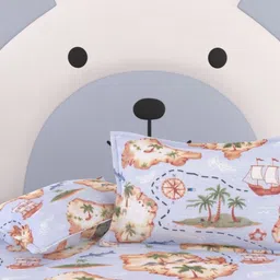 Pure Decor Kinder Blue Cartoon Characters Cotton 350 TC Queen Bedsheet Set-2.28mx2.54m-picture-47