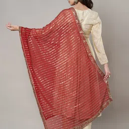 MUFFLY Striped Gotta Patti Chinon Dupatta image 4