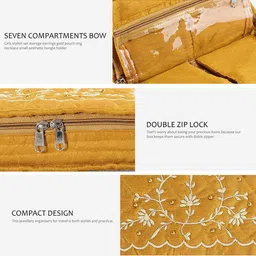 Kuber Industries Yellow & White Embroidered Jewellery Organisers image 4