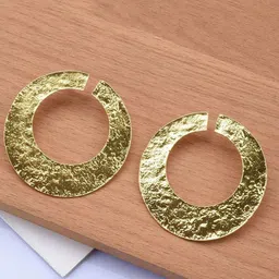 Aviksha Creations Gold-Plated Stainless Steel Circular Shaped Brass Big Hoop Earrings-picture-37