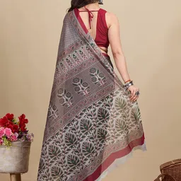 SHANVIKA Floral Printed Pure Cotton Saree image 4