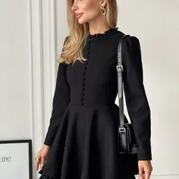 bebe Puff Sleeve Ruffled Fit & Flare Mini Dress-image-29