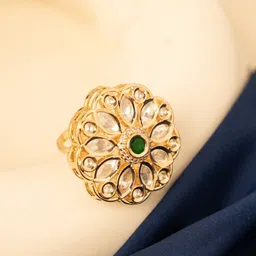 PANASH Gold-Plated Kundan-Studded Adjustable Finger Ring image 4