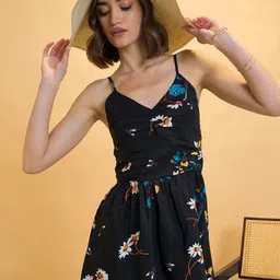 CORSICA Floral Print Gathered A-Line Mini Dress image 4