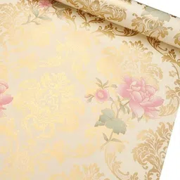 SARVARI Cream-Coloured & Pink Floral Printed Self Adhesive Wall Sticker image 2