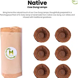 mallaiyaagros Diyas Pack of 6 – Cow Dung Lamps for Puja, Daily Use, Diwali & Karthigai Deepam Cow Dung (Pack of 6) Table Diya Set image 2