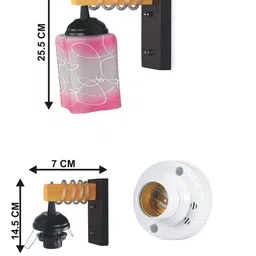 1ST TIME Pink & Pink Textured Wood Contemporary Square Shaped Wall Lamp image 5