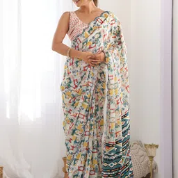 Moda Rapido Mirror Work Poly Chiffon Saree image 3
