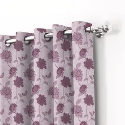 Aura Pink Set of 2 Floral Long Door Curtain image 3