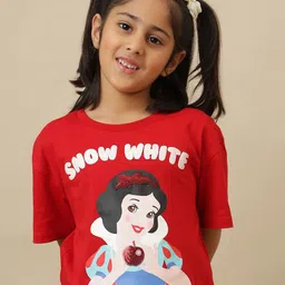 Kids Ville Girls Disney Princess Printed Pure Cotton Boxy Fit T-Shirt-picture-49