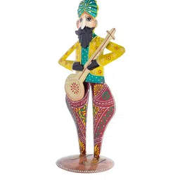 Golden Peacock Multi-Coloured Sardar Musicians Decorative Showpiece image 4