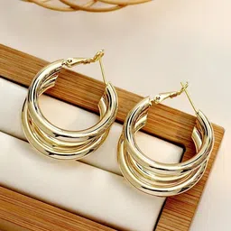 Zaphariq Gold-Plated Korean Circular Shaped Hoop Earrings-picture-29