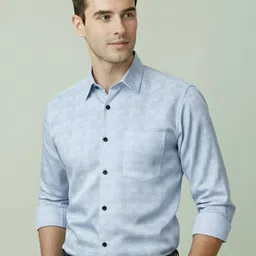 Vida Loca Smart Slim Fit Cotton Self Design Spread Collar Roll-Up Sleeves formal Shirt-picture-28