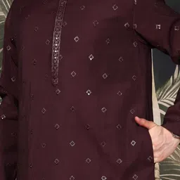 Sangria Men Designer Sequins Work Kurta image 4