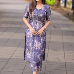 KALINI Women Floral Printed Regular Kurta with Trousers-picture-23