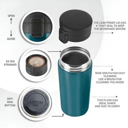 Milton Teal Stainless Steel Thermosteel Vacuum Insulated Glossy Cups And Mugs image 3