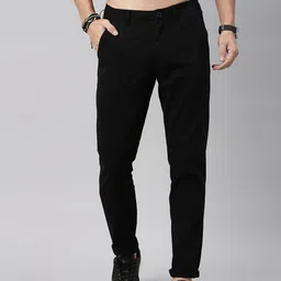 roadster Men Regular Fit Black Pure Cotton Trousers-picture-17
