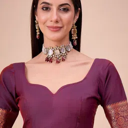 House of Pataudi Ethnic Motifs Woven Design Zari Banarasi Saree image 3