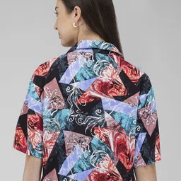 IZEL Floral Print Shirt Style Crop Top image 5