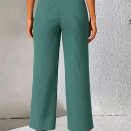 SWEETPEL Women Self Design Wide Leg Palazzos image 4