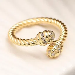 MAHTTAB Gold-Plated Cubic Zirconia studded Finger Ring image 4