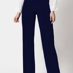 BAESD Women Solid Relaxed Straight Leg High-Waisted Comfortable Non-Iron Formal Trousers-picture-30