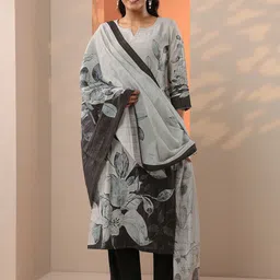 Libas Women Floral Printed Regular Kurta with Trousers & With Dupatta-picture-22