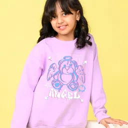 NUSYL Girls Graphic Printed Drop Shoulder Sleeves Oversized Fit Fleece Pullover Sweatshirt-image-88