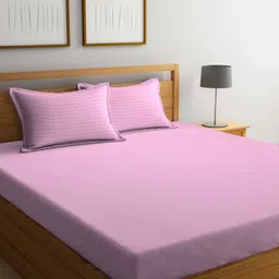 Myntra Elegant Homes Pink Striped 300 Printed 300 TC King Bedsheet Set 2.50 m x 2.25 m-picture-41