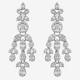 Kushal's Fashion Jewellery Rhodium-Plated Contemporary Zircon Studded Drop Earrings image 4