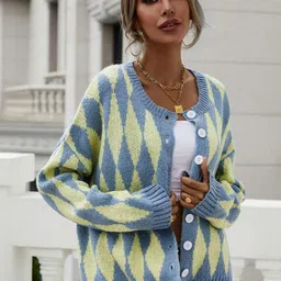 HERE&NOW Women Argyle Cardigan-picture-20