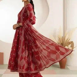 KALINI Women Ethnic Motifs Printed Regular Pure Cotton Kurta with Palazzos & With Dupatta image 3