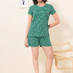 QUIRA Women Geometric Printed Round Neck T-shirt & Shorts-picture-29