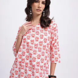 Anouk Rustic Ethnic Motifs Printed Pure Cotton V-Neck Straight Kurta-picture-13