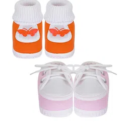NESKA MODA Kids Set of 2 Butterfly Cotton Lace Shoes Booties image 4