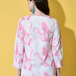 FUTURO Women Abstract Print Satin Regular Top image 5