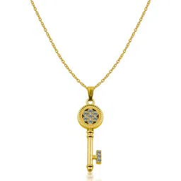 De-Ultimate Women Gold-Plated Round Key Design Cubic Zirconia Pendant Locket-picture-36