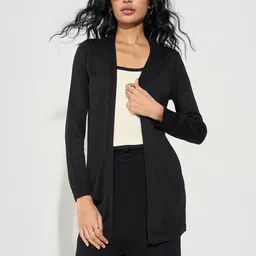 Honey by Pantaloons Solid Front Open Longline Top-image-74