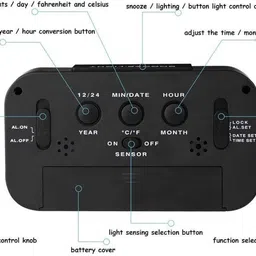 aerys Digital Date & Temperature Alarm Table Clock for Students, Home, Office Clock image 3