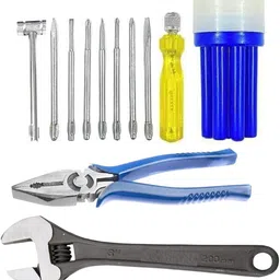 exotic arcade Tool Kit Set of 11 Pcs| 8" Plier | 8" Adjustable Wrench | 9 Pcs Screwdriver Set || High Grade Hand Tool Kit || Single Sided Open End Wrench-picture-17