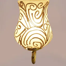 Devansh White & Gold Toned Textured Mosiac Glass Wall Lamp image 4