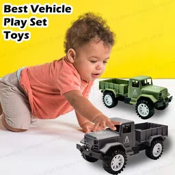 funblast Military Truck Toy for Kids, Pull Back Vehicles Army Tractor Truck with Open Bod image 2