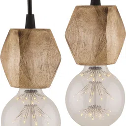 homesake Wooden Natural Finish Hanging Holder Lamp, Hexagon, Set of 2 Pendant Lamp Ceiling Lamp image 5