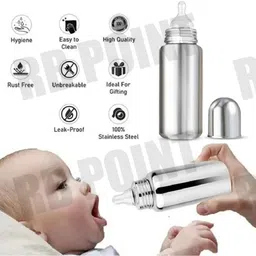 rb point 304 Steel Baby Feeding Bottle for Kids Feeding Bottle for Milk - 300 ml image 3