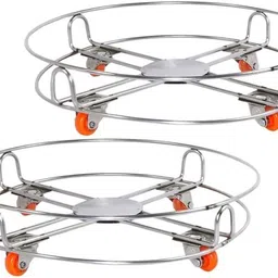 Stainless Steel Gas Cylinder Trolley with 4 Wheels LPG Cylinder Stand K3 Stainless Steel Kitchen Trolley-image-7