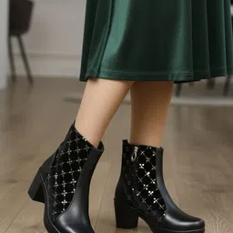 Step4U Women Brown Ankle Boots with Side Zip & Metal Buckle | Stylish Heel Boot Boots For Women-picture-30