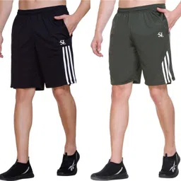 basis Pack of 2 Solid, Striped Men Multicolor Regular Shorts-picture-10